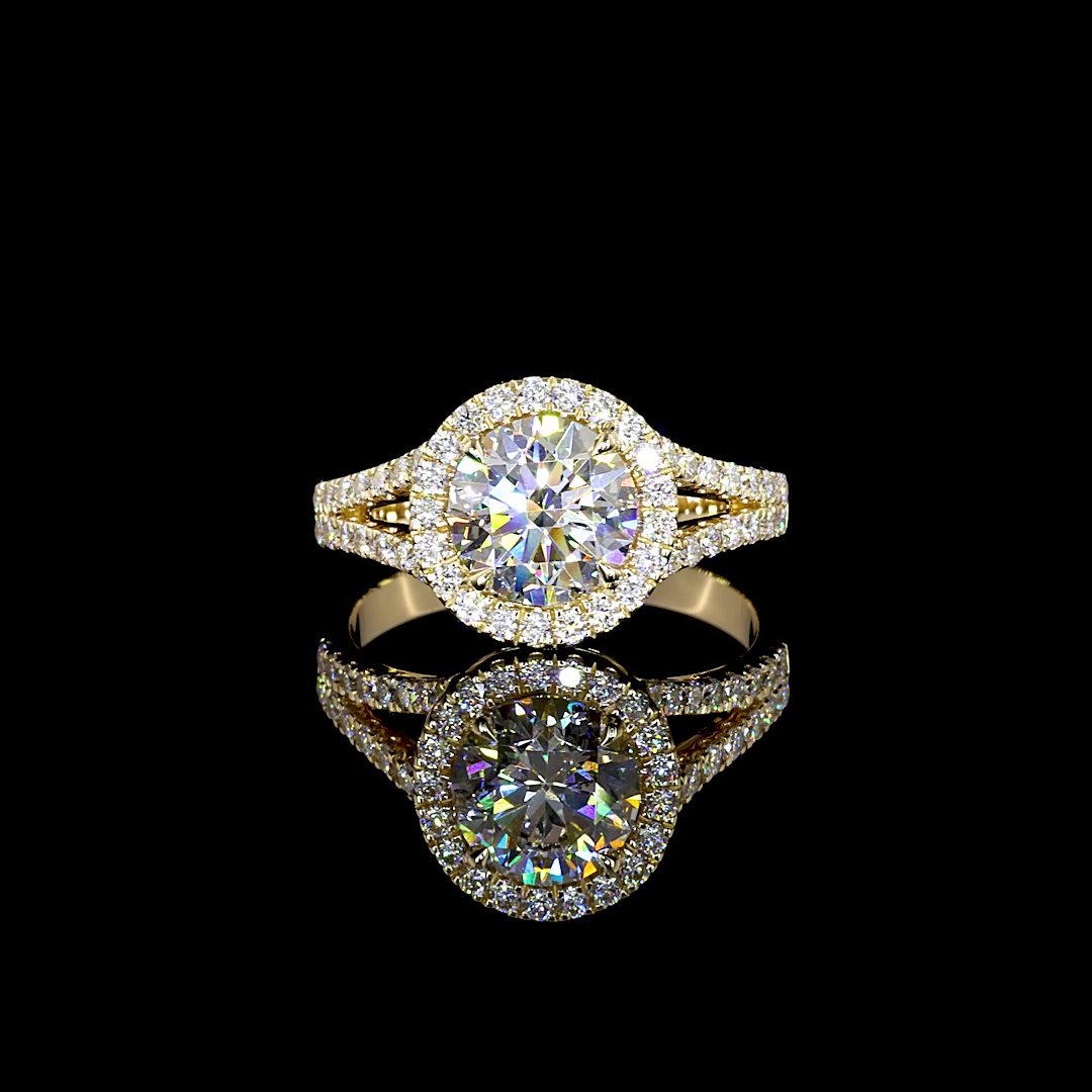 Lab-Grown 4.96 Carat Round D-VVS2 Diamond 14K Yellow Gold Split Shank Ring