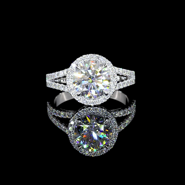 Lab-Grown 3.68 Carat Round F-VS1 Diamond 14K White Gold Split Shank Ring