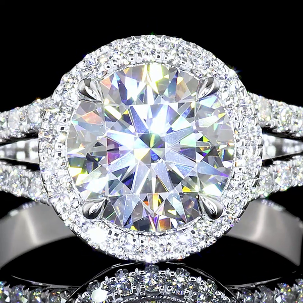 Lab-Grown 3.68 Carat Round F-VS1 Diamond 14K White Gold Split Shank Ring
