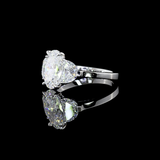 Lab-Grown 3.07 Carat Oval E-VS1 Diamond 14K White Gold 3 Stones Ring