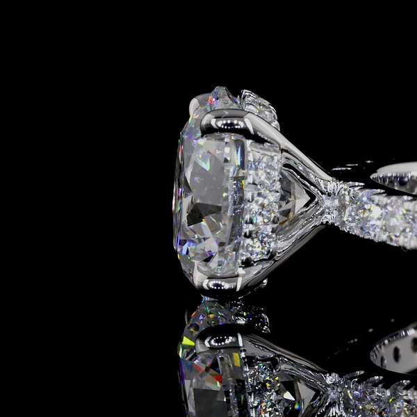 Lab-Grown 2.41 Carat Round D-VS2 Diamond 14K White Gold Hidden Halo Ring