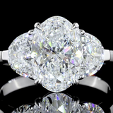 Lab-Grown 2.95 Carat Oval E-VS1 Diamond 14K White Gold 3 Stones Ring