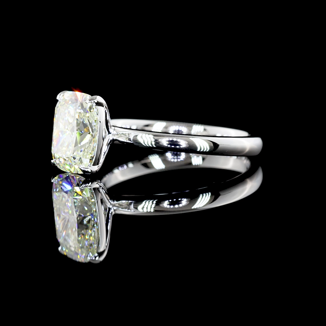 Lab-Grown 2.1 Carat Cushion Brilliant J-VS1 Diamond 14K White Gold Solitaire Rin