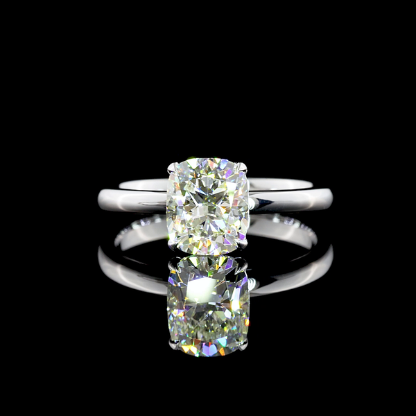 Lab-Grown 1.51 Carat Cushion Modified J-VVS2 Diamond 14K White Gold Solitaire Ring