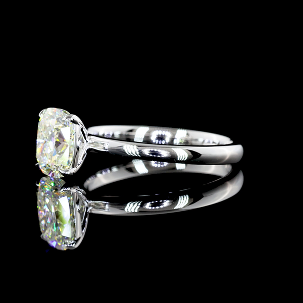 Lab-Grown 1.51 Carat Cushion Modified J-VVS2 Diamond 14K White Gold Solitaire Ring