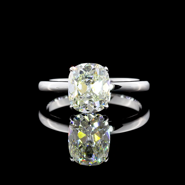 Lab-Grown 1.80 Carat Antique Cushion J-VS1 Diamond 14K White Gold Solitaire Ring