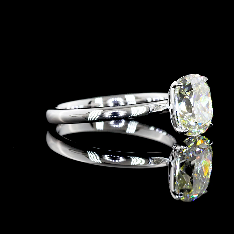 Lab-Grown 1.80 Carat Antique Cushion J-VS1 Diamond 14K White Gold Solitaire Ring