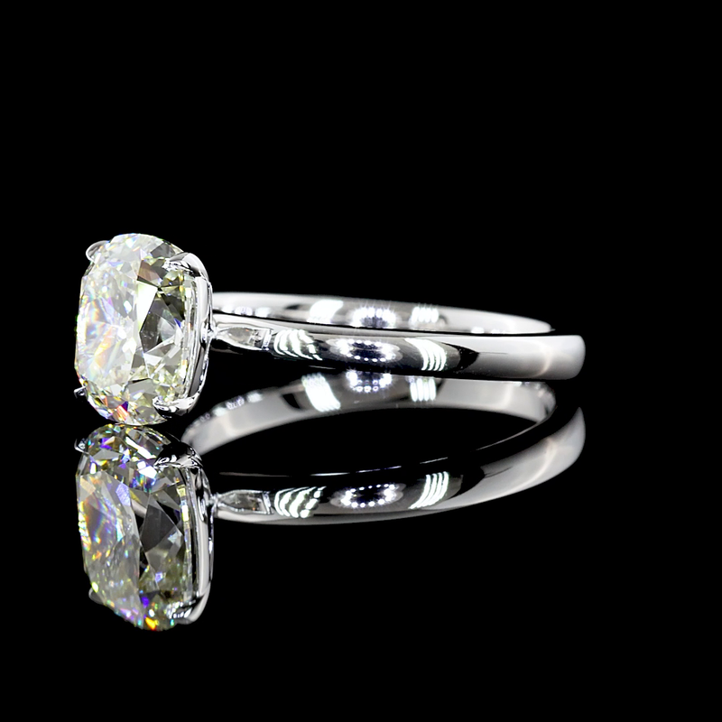 Lab-Grown 1.80 Carat Antique Cushion J-VS1 Diamond 14K White Gold Solitaire Ring