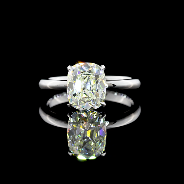 Lab-Grown 2.02 Carat Antique Cushion J-VS1 Diamond 14K White Gold Solitaire Ring