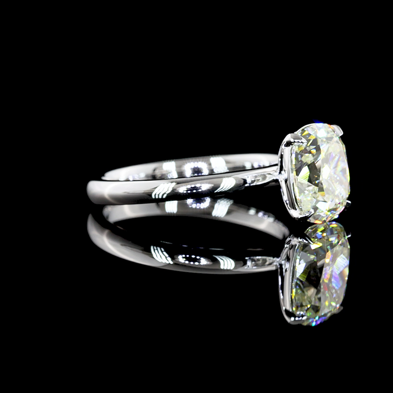 Lab-Grown 2.02 Carat Antique Cushion J-VS1 Diamond 14K White Gold Solitaire Ring