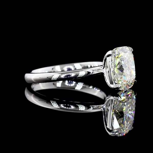 Lab-Grown 2.73 Carat Cushion Modified J- Diamond 14K White Gold Solitaire Ring