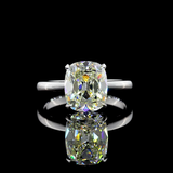 Lab-Grown 3.03 Carat Antique Cushion J-VS2 Diamond 14K White Gold Solitaire Ring