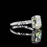 Lab-Grown 3.03 Carat Antique Cushion J-VS2 Diamond 14K White Gold Solitaire Ring