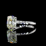 Lab-Grown 3.03 Carat Antique Cushion J-VS2 Diamond 14K White Gold Solitaire Ring