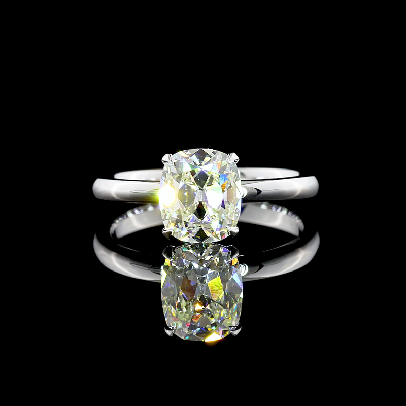 Lab-Grown 1.53 Carat Antique Cushion J-VS1 Diamond 14K White Gold Solitaire Ring