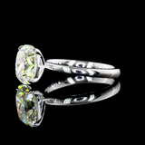 Lab-Grown 2.53 Carat Antique Cushion J-VVS2 Diamond 14K White Gold Solitaire Ring