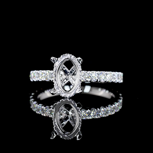 Lab-Grown 2.18 Carat Oval D-VVS2 Diamond 14K White Gold Hidden Halo Ring