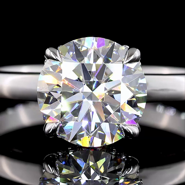 Lab-Grown 2.12 Carat Round E-VVS2 Diamond 14K White Gold Hidden Halo Ring