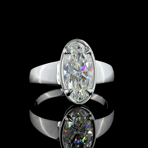 Lab-Grown 2.12 Carat Oval E-VVS2 Diamond 14K White Gold Solitaire Ring
