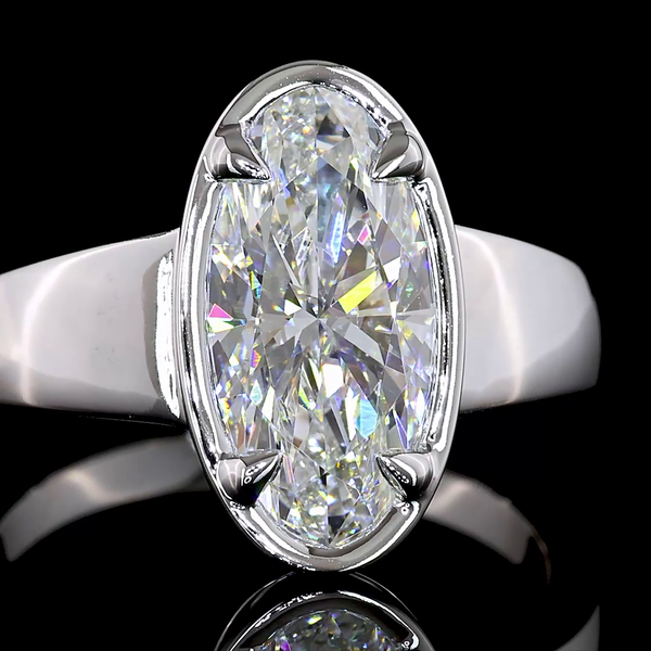 Lab-Grown 2.12 Carat Oval E-VVS2 Diamond 14K White Gold Solitaire Ring