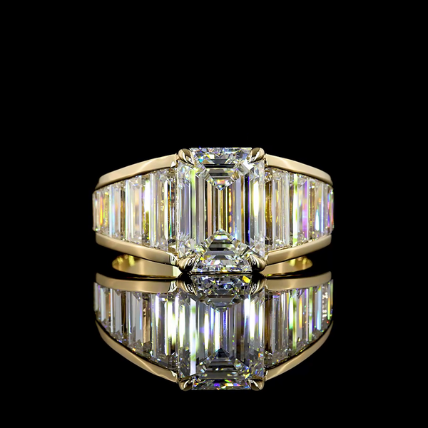 Lab-Grown 5.82 Carat Emerald D-VS1 Diamond 14K White Gold Special Ring
