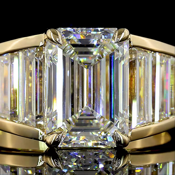 Lab-Grown 5.82 Carat Emerald D-VS1 Diamond 14K White Gold Special Ring