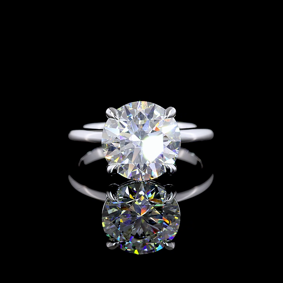Lab-Grown 4.02 Carat Round E-VVS2 Diamond 14K White Gold Solitaire Ring
