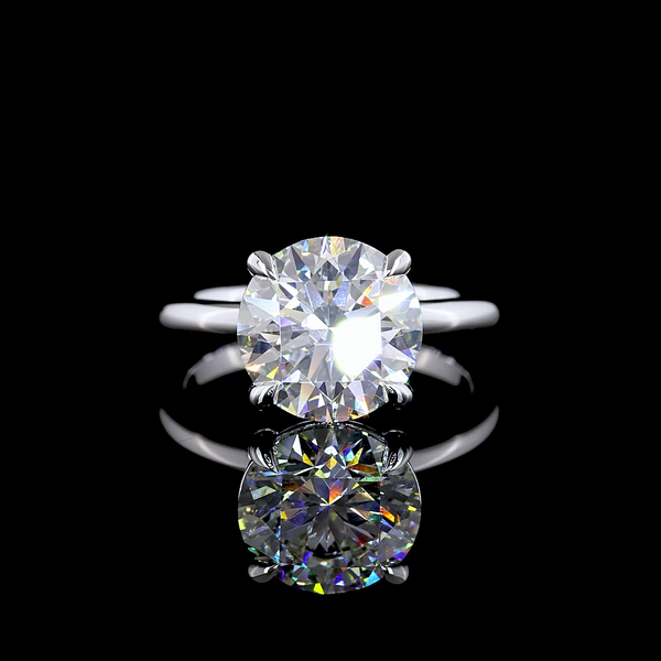 Lab-Grown 4.02 Carat Round E-VVS2 Diamond 14K White Gold Solitaire Ring