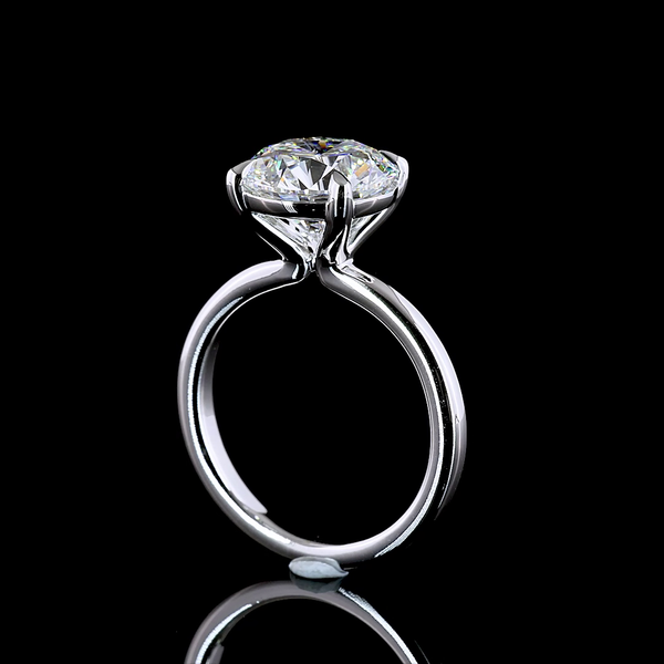Lab-Grown 4.02 Carat Round E-VVS2 Diamond 14K White Gold Solitaire Ring