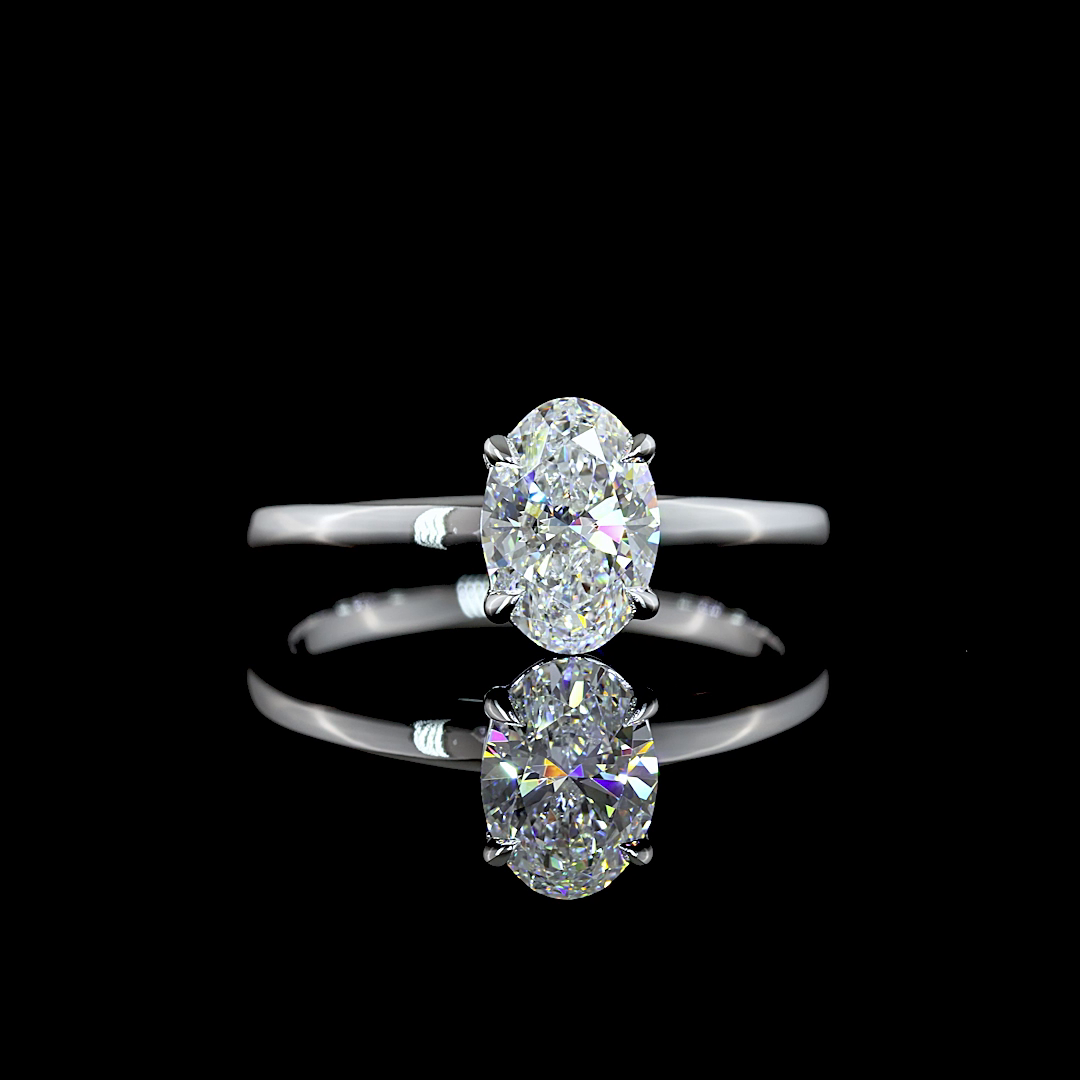 Lab-Grown 1.03 Carat Oval D-VVS2 Diamond 14K White Gold Solitaire Ring