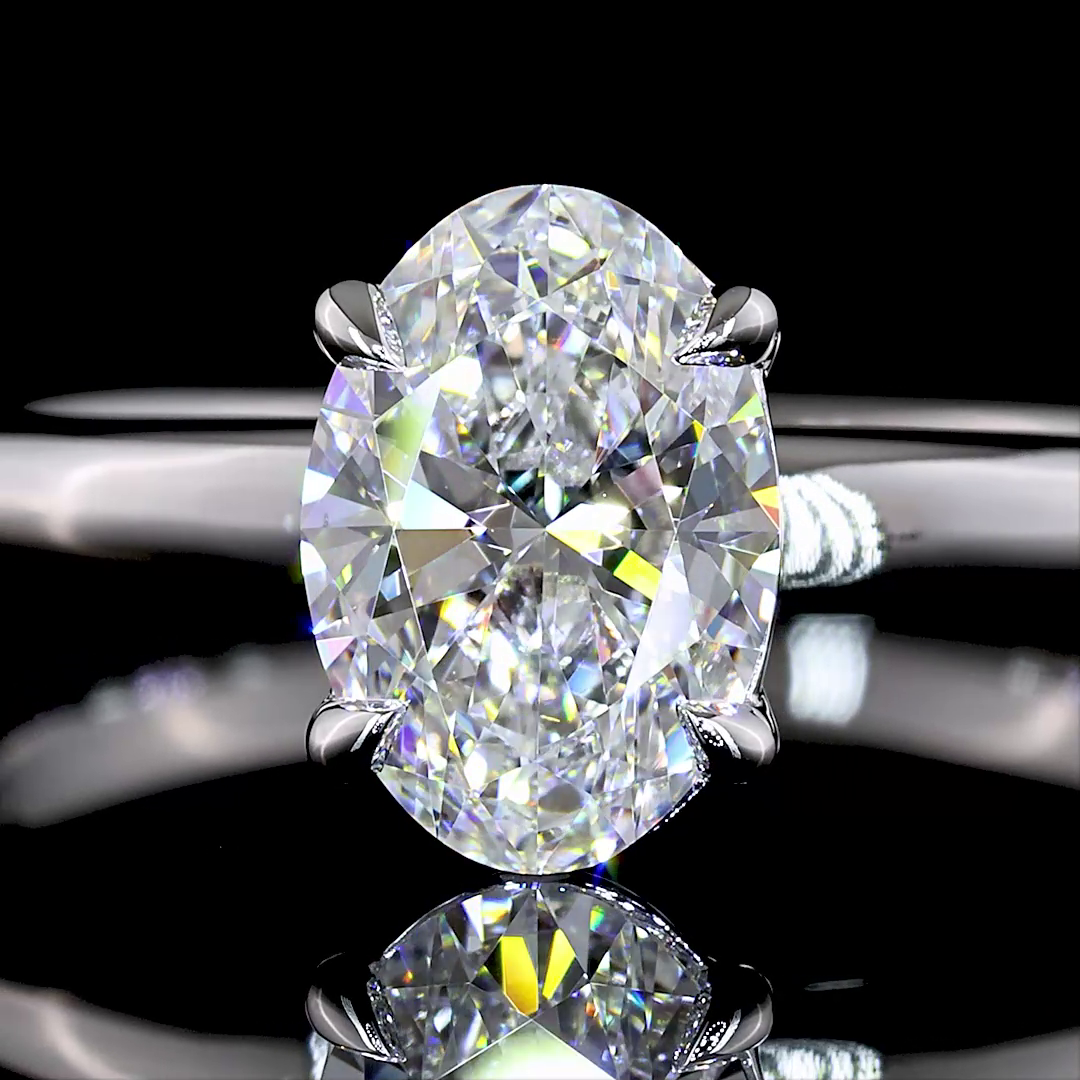 Lab-Grown 1.03 Carat Oval D-VVS2 Diamond 14K White Gold Solitaire Ring