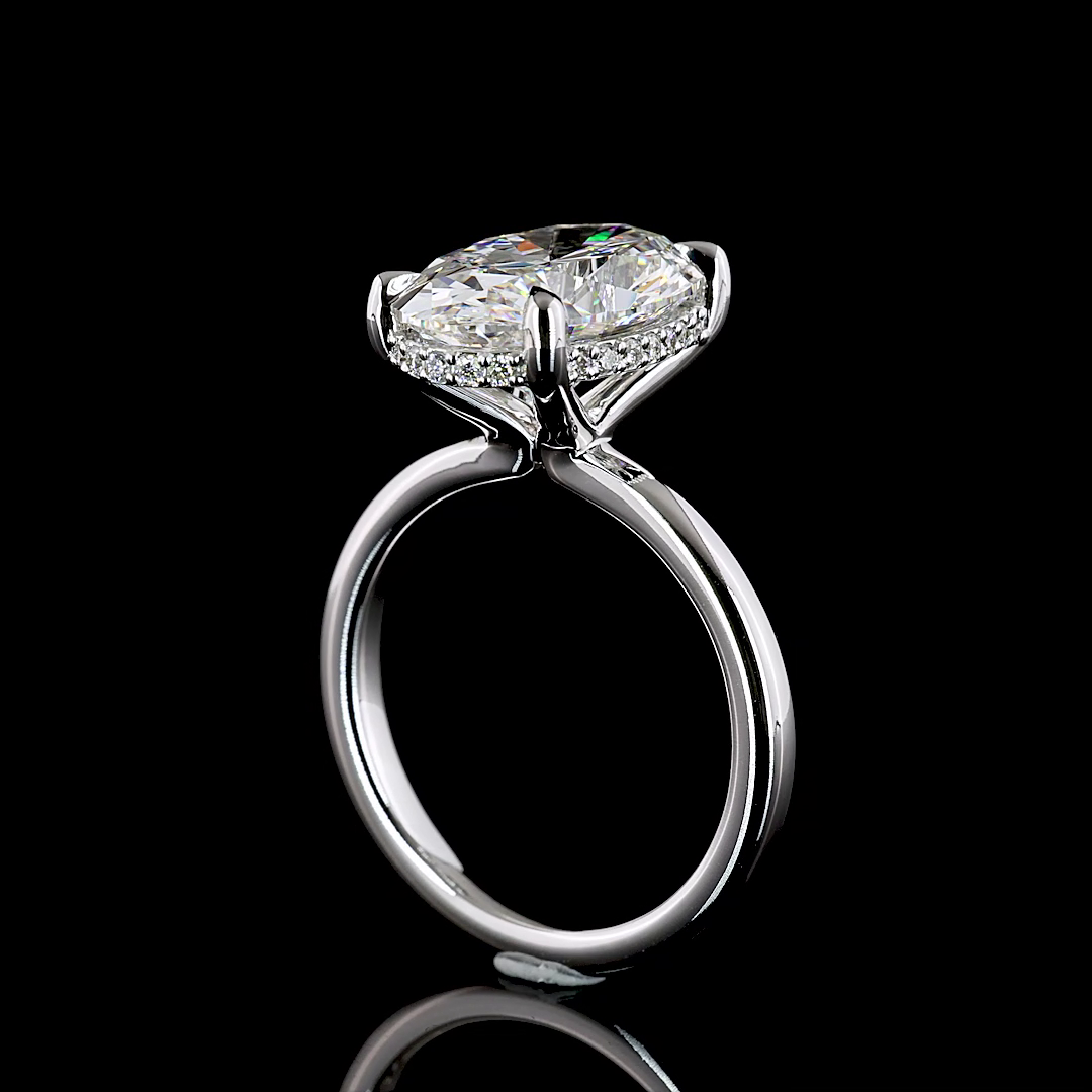 Lab-Grown 4.95 Carat Oval E-VVS2 Diamond 14K White Gold Hidden Halo Ring