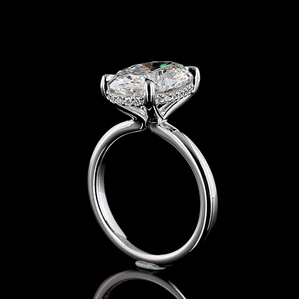 Lab-Grown 6.35 Carat Oval E-VVS2 Diamond 14K White Gold Hidden Halo Ring