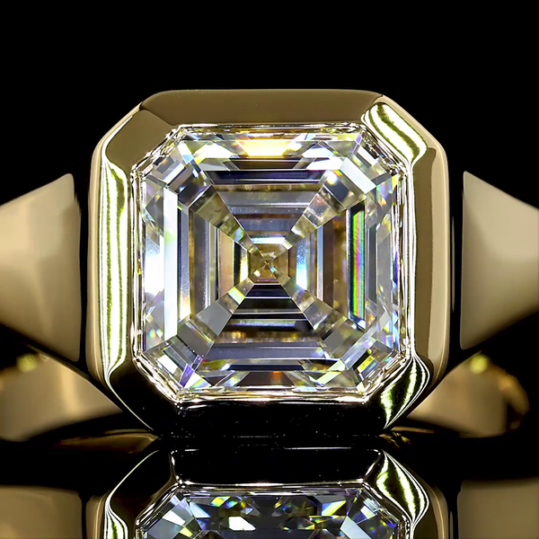 Lab-Grown 3.02 Carat Asscher D-VVS2 Diamond 14K Yellow Gold Solitaire Ring