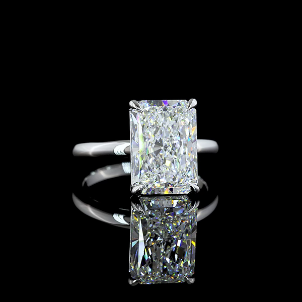 Lab-Grown 5.14 Carat Radiant F-VS2 Diamond 14K White Gold Solitaire Ring