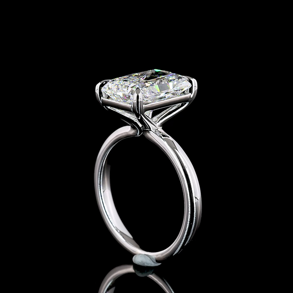 Lab-Grown 5.14 Carat Radiant F-VS2 Diamond 14K White Gold Solitaire Ring