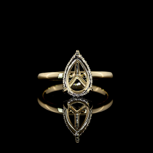 Lab-Grown 2.23 Carat Pear E-VS1 Diamond 14K Yellow Gold Hidden Halo Ring
