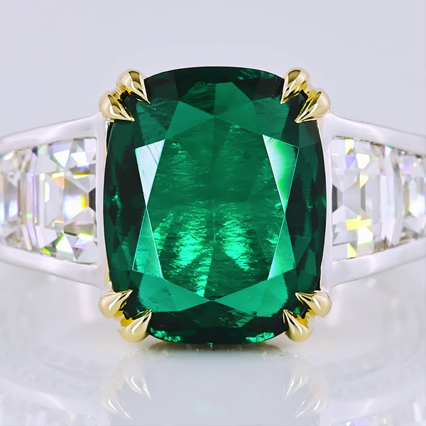 Lab-Grown 7.55 Carat Cushion -VS1 Diamond 14K Two Tone Special Ring