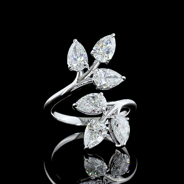 Lab-Grown 3.06 Carat Pear E-VS Diamond 14K White Gold Special Ring