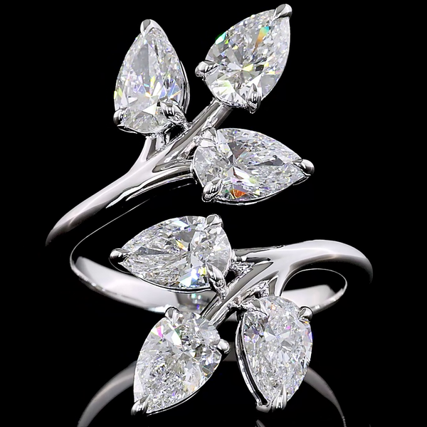 Lab-Grown 3.06 Carat Pear E-VS Diamond 14K White Gold Special Ring