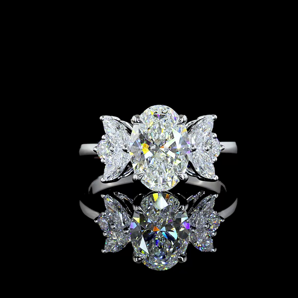 Lab-Grown 2.62 Carat MIX F-VS1 Diamond 14K White Gold Special Ring