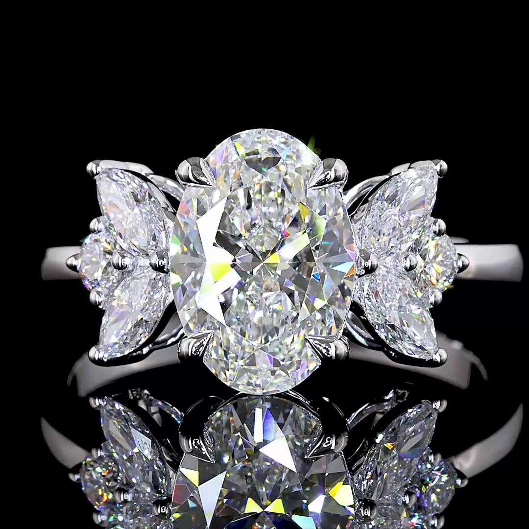 Lab-Grown 2.62 Carat MIX F-VS1 Diamond 14K White Gold Special Ring