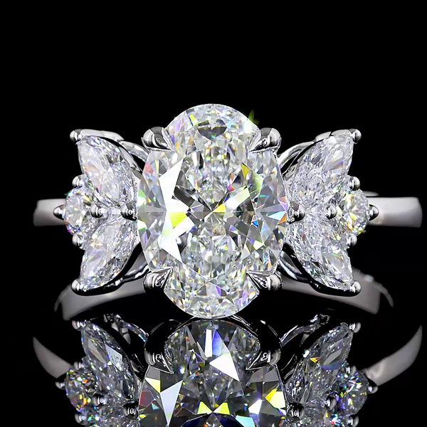 Lab-Grown 2.62 Carat MIX F-VS1 Diamond 14K White Gold Special Ring