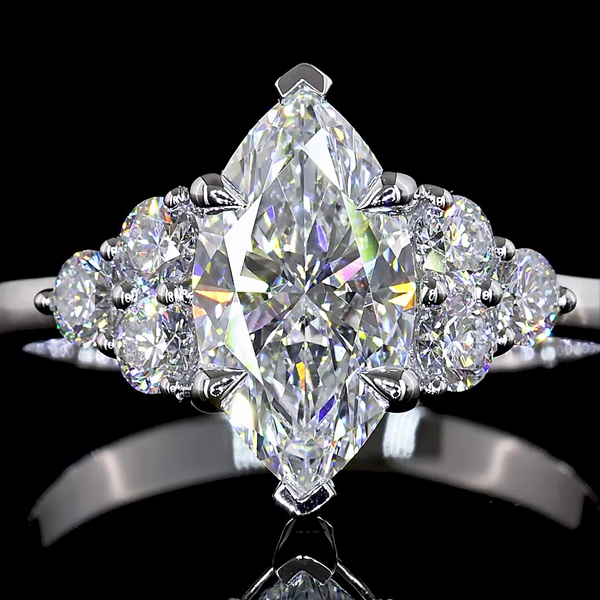 Lab-Grown 2 Carat Marquise - Diamond 14K White Gold Special Ring