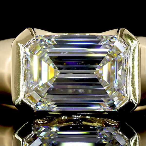 Lab-Grown 3.12 Carat Emerald E-VVS2 Diamond 14K Yellow Gold Solitaire Ring