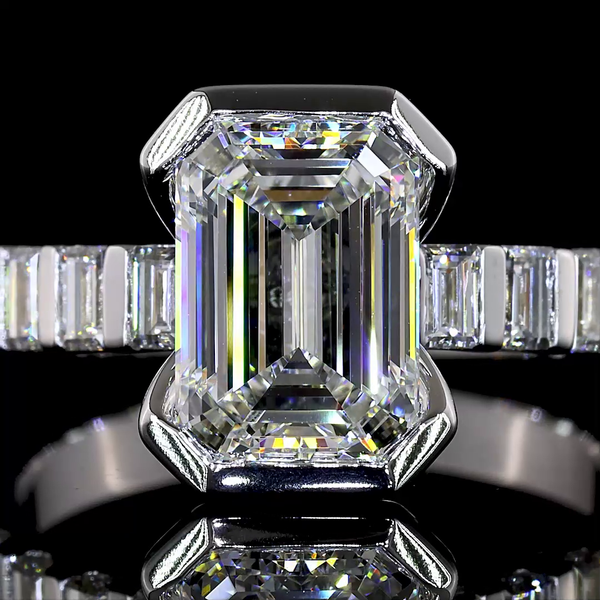Lab-Grown 2.75 Carat Emerald - Diamond 14K White Gold Hidden Halo Ring
