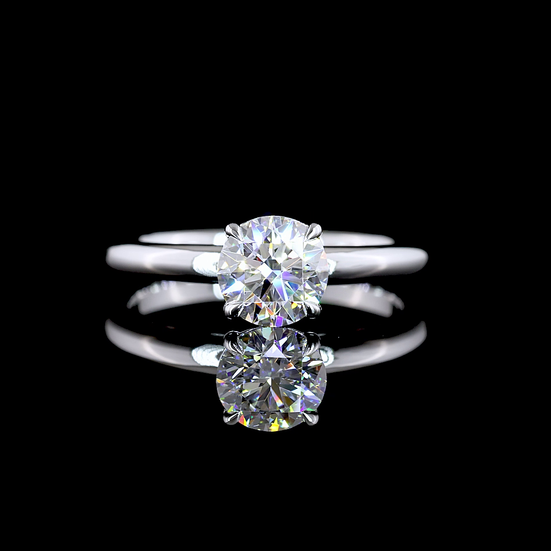 Lab-Grown 1 Carat Round - Diamond 14K White Gold Solitaire Ring