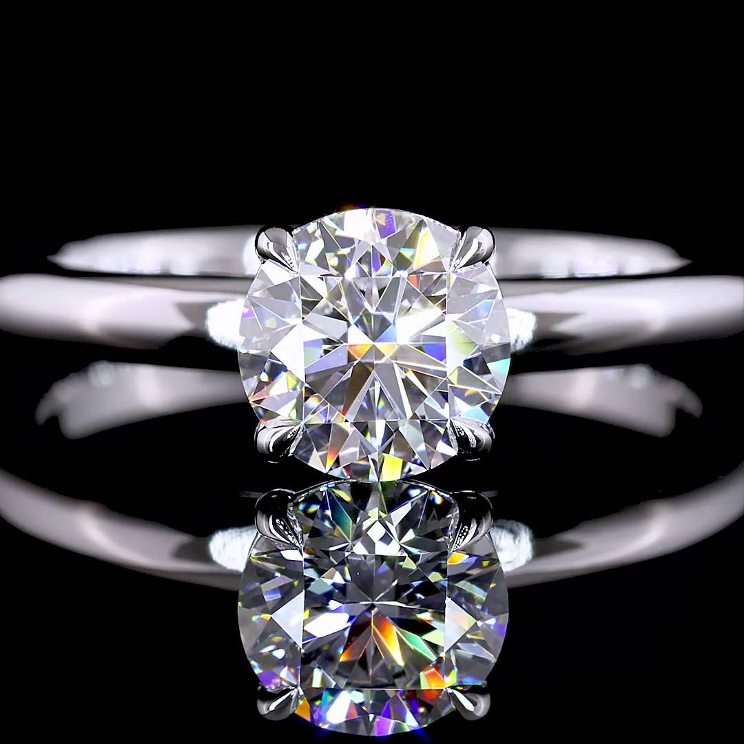 Lab-Grown 1 Carat Round - Diamond 14K White Gold Solitaire Ring