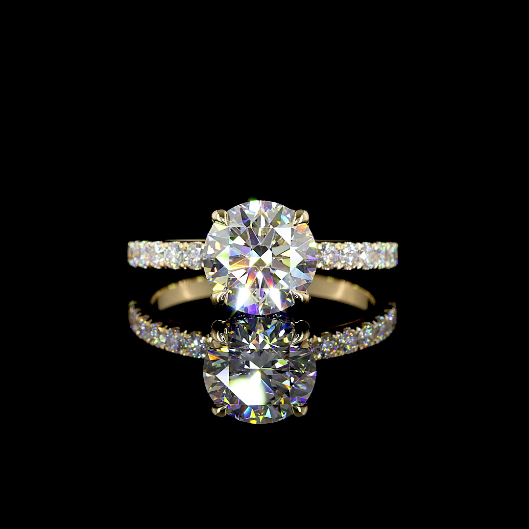 Lab-Grown 2.49 Carat Round - Diamond 14K Yellow Gold Hidden Halo Ring
