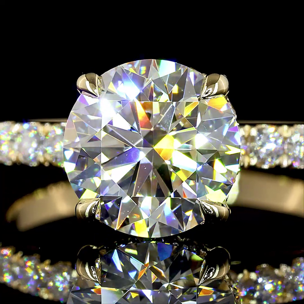 Lab-Grown 2.49 Carat Round - Diamond 14K Yellow Gold Hidden Halo Ring